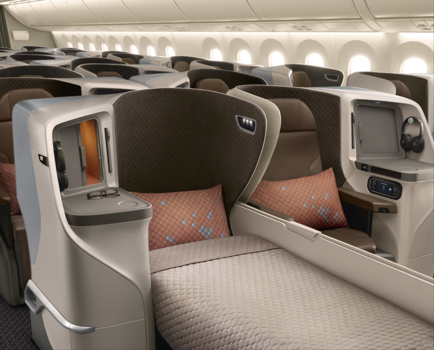 シンガポール航空787-10ビジネスクラス新シートーフルフラットベッド利用時