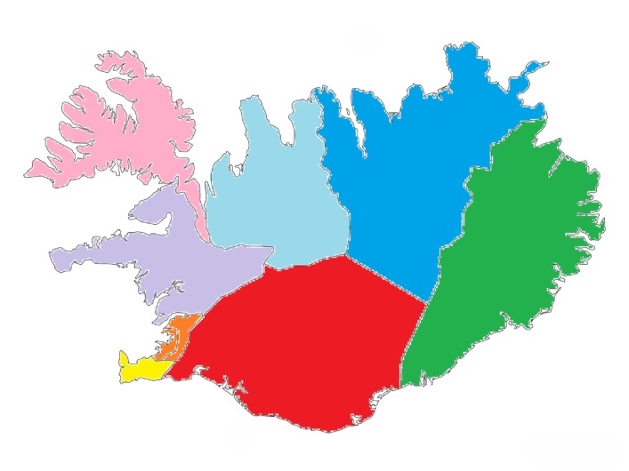 アイスランドの8つの州(行政区)